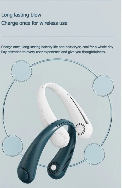 New Xiaomi Mini Wireless Neck Fan Portable - Light Green - Zentrava