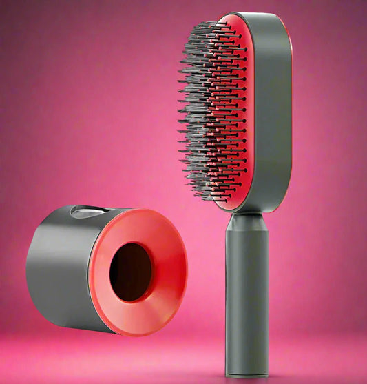 Zentrava GlideLuxe – Air Cushion Massage Comb with Press - Type Cleaning - Red - Zentrava