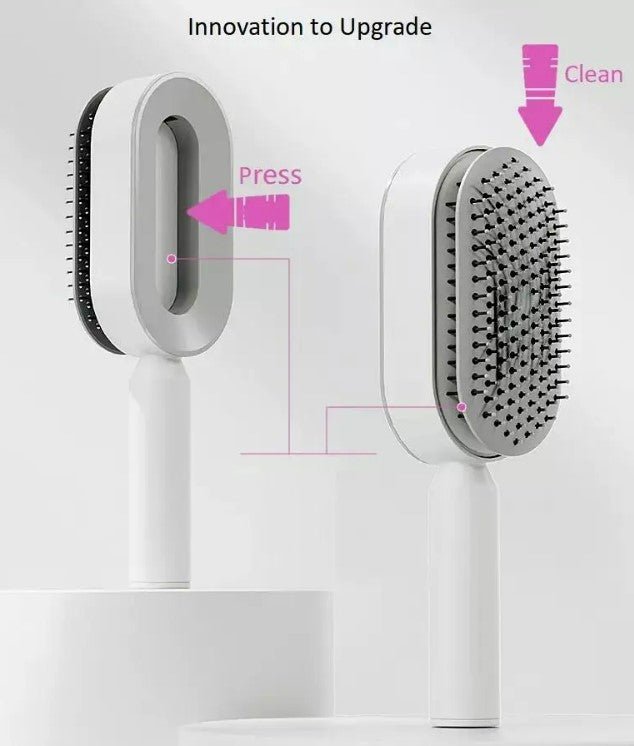Zentrava GlideLuxe – Air Cushion Massage Comb with Press - Type Cleaning - Red - Zentrava