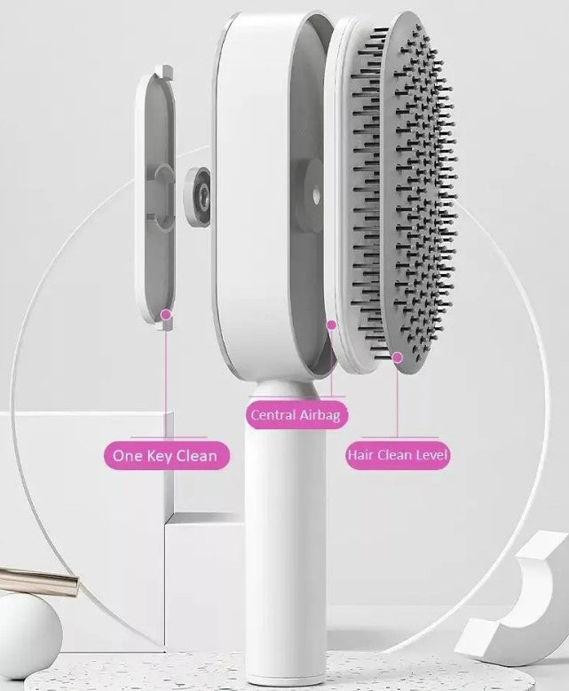 Zentrava GlideLuxe – Air Cushion Massage Comb with Press - Type Cleaning - Red - Zentrava